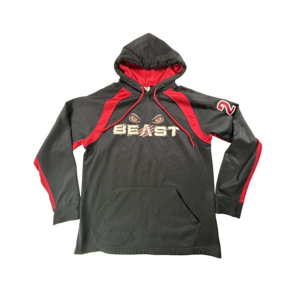 Augusta Sportswear Beast Graphic Hoodie Black Red Wicking Pullover Adult S
